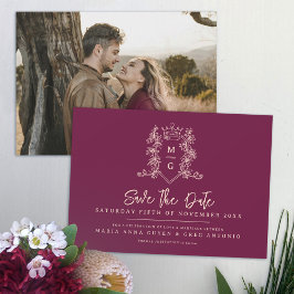 Reserve A Data Casamento com foto de pêssego vermelho do vinho da