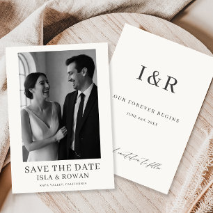 Reserve A Data Casamento com Foto de Roteiro Minimalista Vintage
