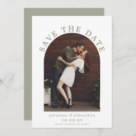 Reserve A Data Casamento com Foto do Arco Verde do Modern Sage