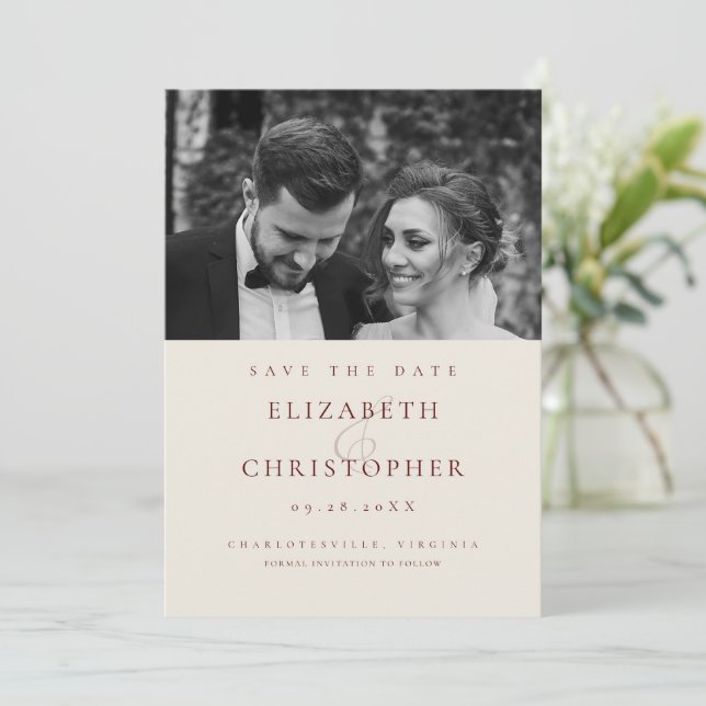 Reserve A Data Casamento com Foto e Ampersand Formal da Proprieda (Em pé/Frente)