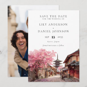Reserve A Data Casamento com Foto em Aquarela de Kyoto Japão
