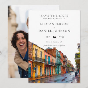 Reserve A Data Casamento com Foto em Aquarela de Nova Orleans