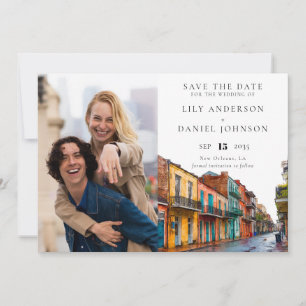 Reserve A Data Casamento com Foto em Aquarela em Nova Orleans