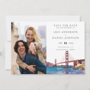 Reserve A Data Casamento com Foto em Aquarela em San Francisco