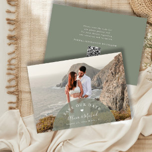Reserve A Data Casamento com foto em código QR moderno em verde s