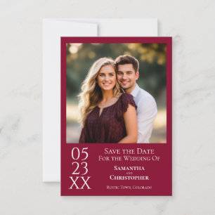 Reserve A Data Casamento com Foto Minimalista Moderna em Vermelho