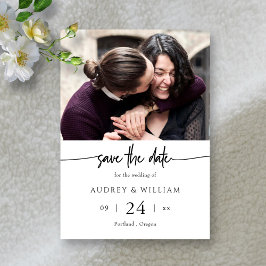 Reserve A Data Casamento com Foto Preto e Branco Minimalista