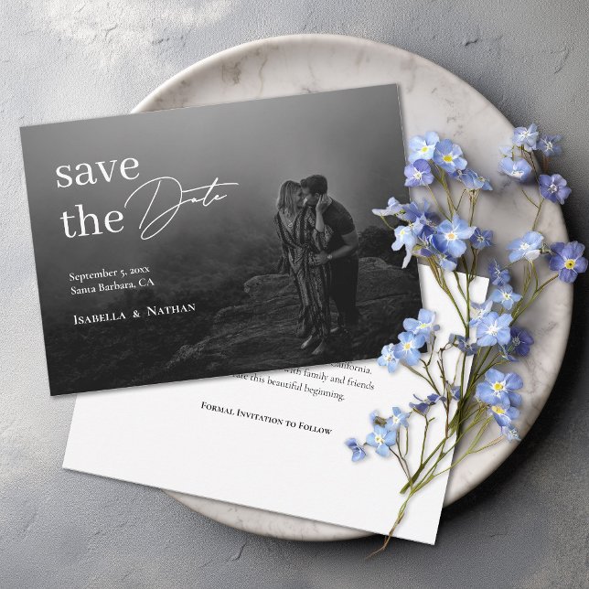 Reserve A Data Casamento com Foto Preto e Branco Moderno e Elegan (Criador carregado)