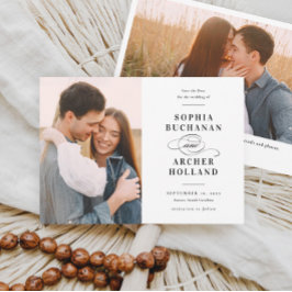 Reserve A Data Casamento com Foto Preto e Branco Tipo Elegante