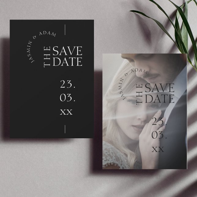 Reserve A Data Casamento com Foto Simples Preto e Branco Moderno (Criador carregado)