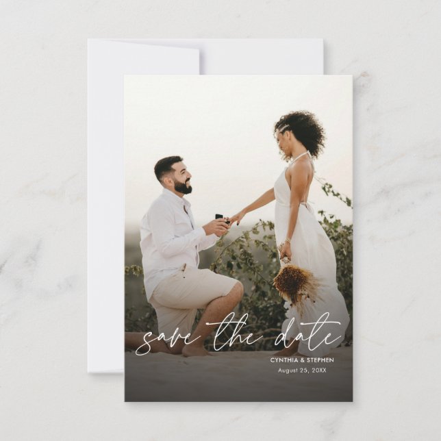 Reserve A Data Casamento com Foto Vertical Simples e Elegante Mod (Frente)
