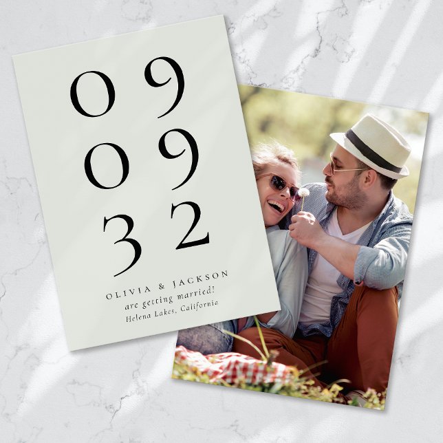 Reserve A Data Casamento com Fotografia Simples Sage Green (Criador carregado)