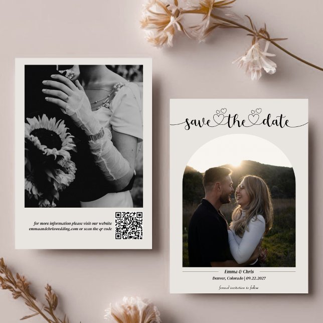Reserve A Data Casamento com Fotos em 2 Lados em Script Minimalis (Criador carregado)