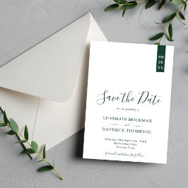 Reserve A Data Casamento com Grafia Elegante em Verde Esmeralda e