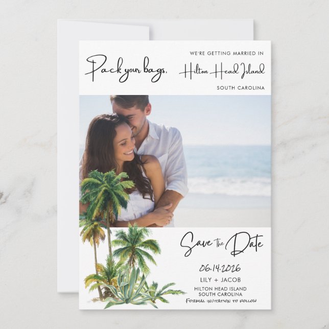 Reserve A Data Casamento Com Hilton Head Island Salvar A Data (Frente)