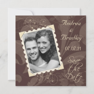 Reserve A Data Casamento com Imagem de Marrom e Marfim Salve a Da