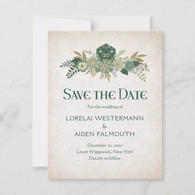 Reserve A Data Casamento com Jogadores de Dice RPG (Frente)