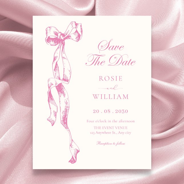 Reserve A Data Casamento com Laço Rosa (Criador carregado)