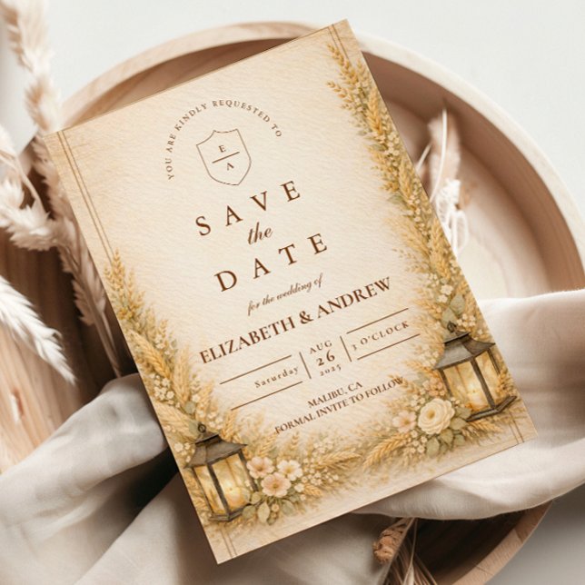 Reserve A Data Casamento com Lanterna de Jardim de Flores Silvest (Criador carregado)