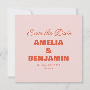 Reserve A Data Casamento com Letra Script Retro Laranja Rosa Past