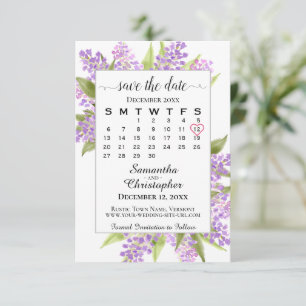 Reserve A Data Casamento com Lilacs e Calendar Elegante Boho