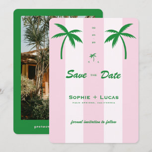 Reserve A Data Casamento com Listras de Cabana Rosa e Monograma d