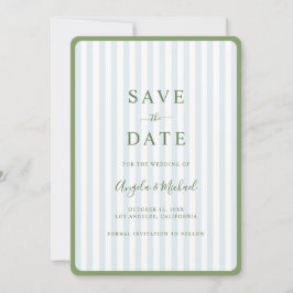 Reserve A Data Casamento com Listras de Verde e Azul Sage