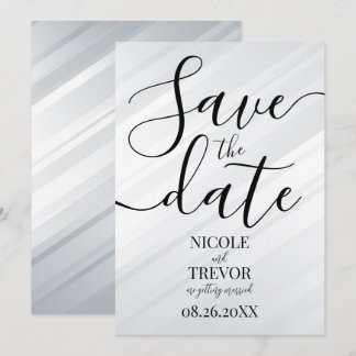 Reserve A Data Casamento com Listras Diagonais Prata Personalizad