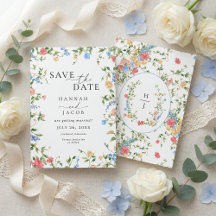Casamento com Monograma de Flor Silvestre Elegante