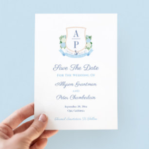 Reserve A Data Casamento com Monograma Elegante à Beira-Mar