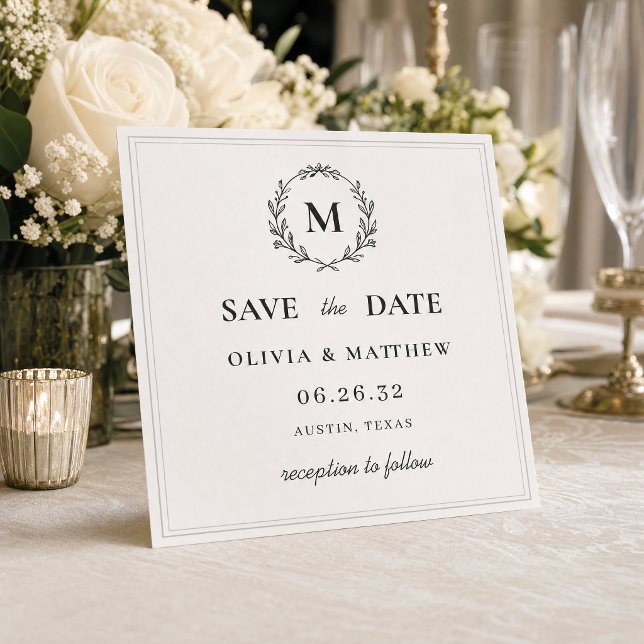 Reserve A Data Casamento com Monograma em Verde Caçador Elegante  (Elegant Hunter Green Monogram Wedding Save The Date #elegantweddingsavethedate)