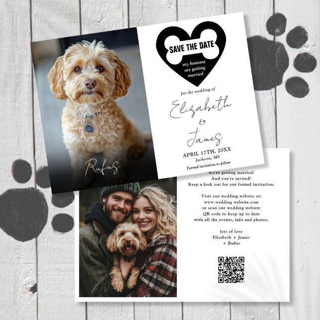 Reserve A Data Casamento com o Código QR do Meu Cachorro Humano 2 (My Humans Dog 2 Photos QR Code Wedding Save The Date)