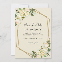 Reserve A Data Casamento com o Rosa de Greenery Dourado Floral El