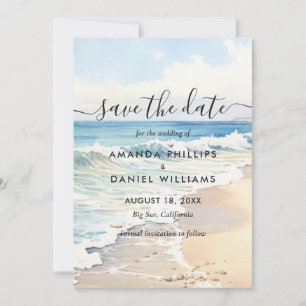 Reserve A Data Casamento com Ondas Rolantes em Aquarela no Destin
