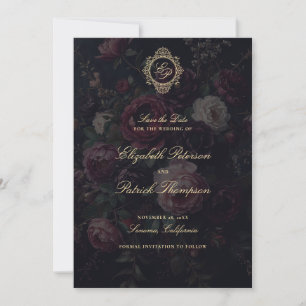 Reserve A Data Casamento com Peônia de Crista Vitoriana Vintage E