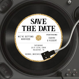 Reserve A Data Casamento com Registro de Vinilo Glitter Dourado R