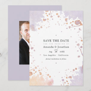 Reserve A Data Casamento com respingo de tinta em rosa dourado e 