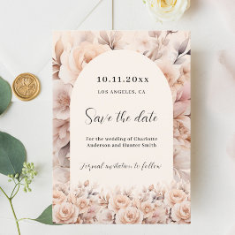 Reserve A Data Casamento com rosa de pêssego creme