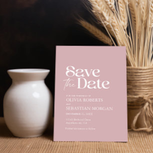 Reserve A Data Casamento com Rosa de poeira minimalista moderno