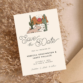 Reserve A Data Casamento com Roteiro Moderno Boho Deserto Cactus
