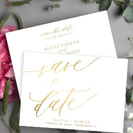 Reserve A Data Casamento com script de caligrafia de ouro minimal