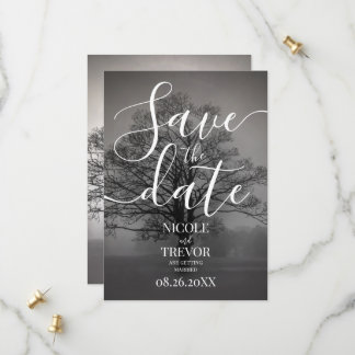 Reserve A Data Casamento com Silhueta de Árvore Personalizada em