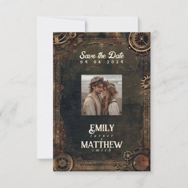 Reserve A Data Casamento com Steampunk Noir (Frente)