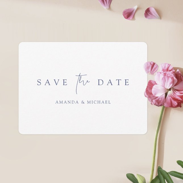 Reserve A Data Casamento com Tipografia Azul Elegante Simples (Criador carregado)