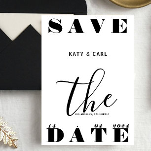 Reserve A Data Casamento com Tipografia na moda Black & White Bol