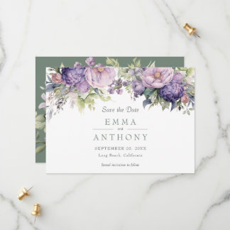 Reserve A Data Casamento com Vegetação Floral Aquarela Lavanda Sa