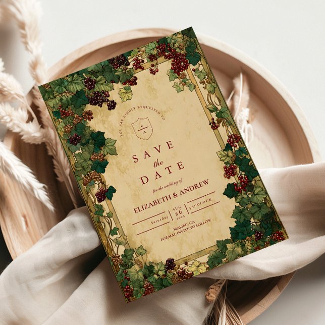 Reserve A Data Casamento com Verde Folhagem de Hera Encantada (Criador carregado)