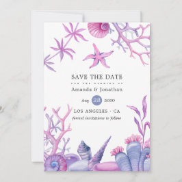 Reserve A Data Casamento com Vida Oceânica em Aquarela