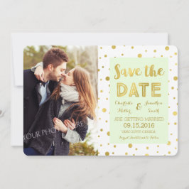 Reserve A Data Casamento Confetes Dourados Foto Save the Date
