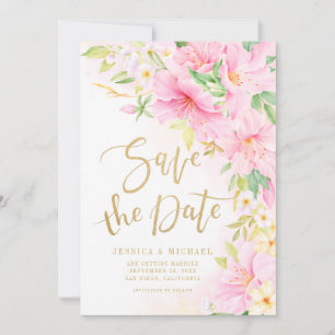Reserve A Data Casamento Cor de Água Pinta-Rosa Elegante Monogram